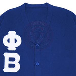 Suéter Cárdigan Phi Beta para Hombre, Color Azul Rey, Tejido, Manga Larga, Cierre de Botones, Diseño con Logotipo de Letras Griegas PBS - Product Image 4