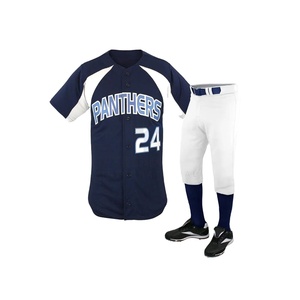 Uniformes de Béisbol de Manga Corta, Venta Caliente, Impresión por Transferencia de Calor, Dos Botones, Antibacterianos, 100% Poliéster, Nombre del Equipo Personalizado - Product Image 1