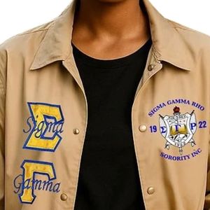 Veste décontractée brodée Sigma Gamma Rho pour femme, avec logo personnalisé, confortable, style sororité grecque, vente en gros - Product Image 2