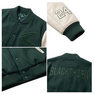 Chaqueta Varsity Impermeable para Hombre, Estilo Urbano, 440 Gramos, con Parches Bordados de Chenilla y Diseño de Patchwork - Product Image 5