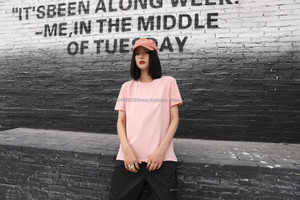 Camiseta de cuello redondo de 180gsm 95% algodón 5% Spandex transpirable Streetwear patrón sólido tejido de punto teñido liso camisetas de mujer - Product Image 3