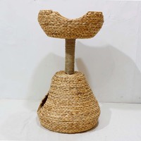 Arbre à chat classique en jacinthe d'eau naturelle rembourré de coton, avec condo et griffoir, écologique, durable, pour usage intérieur, amovible