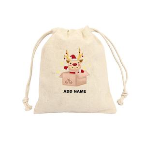 Sac cadeau de noël sac à cordon toile à la main personnalisé coton doux naturel couleur unie coton sacs-cadeaux avec cordon de serrage - Product Image 4