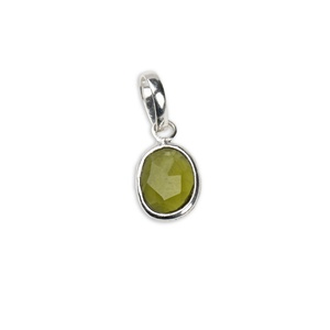 Pendentif tendance en tourmaline verte naturelle, taille ovale, sertissage clos, certifié GIA, en argent sterling massif 925, pierre de naissance d'octobre - Product Image 6