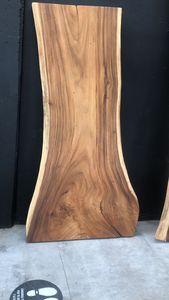 Mesa de Comedor Rectangular de Madera Maciza con Borde Natural, Hecha a Mano, Ecológica, Estable, con Patas de Metal, Diseño Moderno, Multiusos, para Hogar, Oficina, Villa - Product Image 2