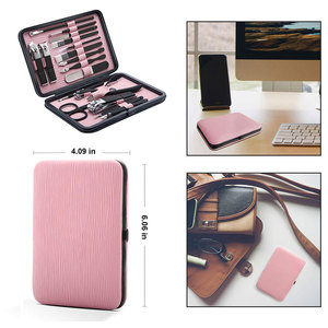 Ensemble de manucure professionnel, kit de coupe-ongles, outils de soin des pieds, kit de toilettage pour femmes en acier inoxydable, 18 pièces, pour voyage ou maison (rose) - Product Image 2