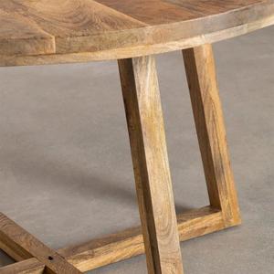Vandana Hexa Stellar <b>Round</b> Wooden <b>Dining</b> <b>Table</b> With Metal Legs (<b>Solid</b> <b>Wood</b>) - Product Image 3