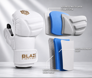 Guantes de Lucha MMA de Cuero Vacuno Genuino al por Mayor, Compatibles con Pantalla Táctil, Ligeros, Transpirables, con Dedos Abiertos para Grappling y Sparring - Product Image 3