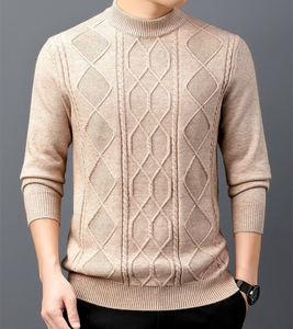 Suéter de punto para hombre, cuello redondo, adelgazante, informal, de alta calidad, manga larga, OEM - Product Image 3