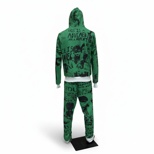 Conjunto de Sudadera con Capucha y Pantalones Deportivos Anchos Personalizados de Felpa Francesa de 500 Gsm con Estampado Completo de Lujo para Hombre - Product Image 4