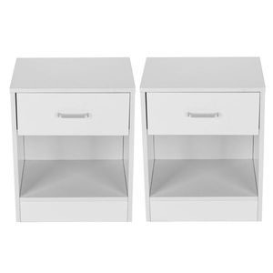 2 Comodini Bianchi con Cassetto, Design Minimalista Francese per Camera da Letto, Soggiorno, Casa, Appartamento, con Funzioni di Archiviazione - Product Image 2