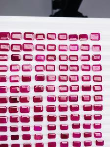 Lot de pierres précieuses en rubis naturel taillées en émeraude, qualité AAA, superbe lustre, belle couleur, polissage parfait, idéal pour la création de bijoux. - Product Image 6