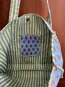 Bolso Tote Plegable Hecho a Mano en India, Acolchado, de Algodón, Estilo Bohemio, Ecológico, para Mujer, de Fibra de Paja, 40x40x25cm, Multifuncional - Product Image 2