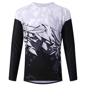 Men Long Sleeve Geometric Print Sport <b>T</b>-<b>Shirt</b> O-Neck Quick Dry 100% <b>Polyester</b> Regular Fit - Product Image 1
