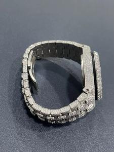 Montre-bracelet à quartz analogique personnalisable en moissanite, clarté VVS, style glacé, cadeau pour hommes et femmes, bijoux de mode et d'affaires - Product Image 2