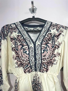 Blusa Floral Vintage Hecha a Mano, Estilo Boho, Ecológica, Transpirable, Ropa de Verano para Mujer con Borlas y Cinturón - Product Image 5