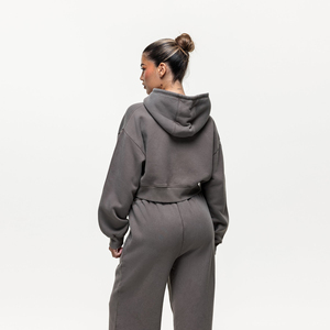 Wholesale Fashion Women <b>zipper</b> Hoodie Crop <b>Top</b> Hoodies Women Fashion Crop <b>Top</b> Woman New Blank Cropped <b>Top</b> Hoodie - Product Image 2