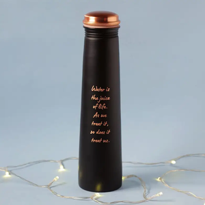 Eco-Friendly <b>Copper</b> Water Bottle with <b>Copper</b>-Tone <b>Screw</b> Cap Reusable <b>Copper</b> Hydration Bottle - Elegant Matte Black Design - Product Image 3