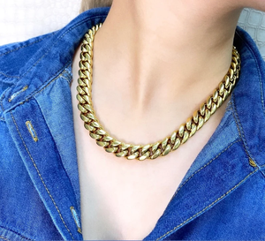 Solid Real 14K Gold Plated Figaro Chain Necklace Zinc Alloy For Unisex Hip Hop Style Daily Wear Jewelry - Product Image 1