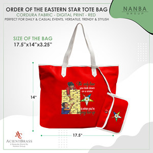 Sac fourre-tout rouge brodé Eastern Star, logo OES Order Of The Eastern Star, Sister Keeper - Product Image 6