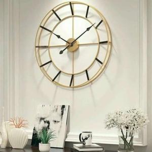 Minimalist <b>Metal</b> Wall <b>Clock</b> Round Analog Quartz Design Gold Frame Silent Living Room Decor - Product Image 3
