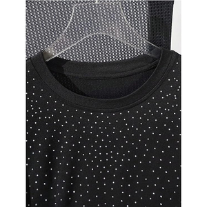T-shirts pour hommes avec strass, col rond, manches courtes, décontractés, pour l'été - Product Image 2
