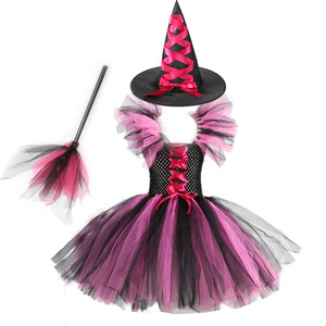 Disfraz de Bruja para Niñas, Vestido Tutú con Traje, Sombrero y Escoba para Fiesta de Disfraces de Halloween - Product Image 4