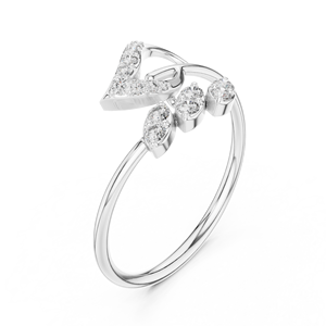 Anillo de oro macizo de 14k para mujer con diseño de forma abierta, corte redondo de diamante minimalista, ideal para regalo, compromiso, aniversario, boda. - Product Image 5