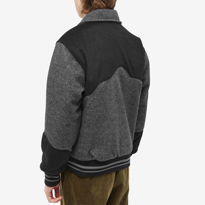Veste de baseball en laine bicolore sur mesure pour homme, style vintage, motif vague, streetwear, rétro, veste bomber, hiver chaud - Product Image 6