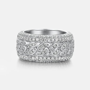 Bague de luxe unisexe de style hip-hop en argent 925, sertie de moissanite, pour fiançailles et mariage - Product Image 2