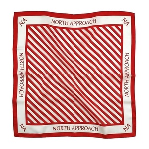 NORTH APPROACH Square Silk <b>Scarf</b> <b>Red</b> White Striped Elegant Multi-Functional Fashion Accessory All Seasons Unisex - Product Image 1