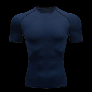 <b>Men</b> Rash Guard Solid Color Short Sleeved T <b>shirt</b> Compressed Quick Drying Breathable Training <b>Compression</b> Feel Rough Waves Guard - Product Image 5