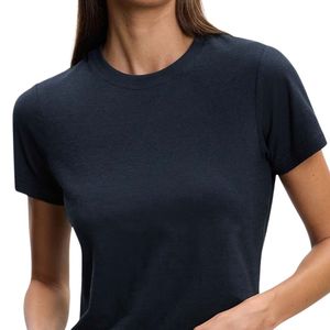 T-shirt ajusté à col rond pour femme, manches courtes, en tissu extensible respirant, idéal pour l'entraînement, la course, la gym et les occasions décontractées - Product Image 6
