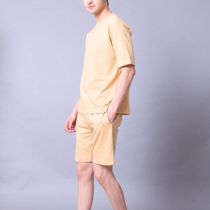 Ensemble T-shirt et short d'été pour homme de haute qualité, bleu et noir, tricoté, style color block, décontracté, loungewear, vente en gros OEM - Product Image 4