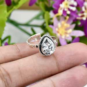 Natural Handmade Cubic Zirconia Gemstone Engagement Ring 925 Sterling Silver Jewelry Adjustable Band Fine Ring Jewelry <b>For</b> <b>Her</b> - Product Image 6