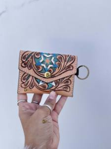 Porte-monnaie en cuir occidental sculpté à la main, best-seller, élégant, multi-usages, petite taille, pour femmes - Product Image 4