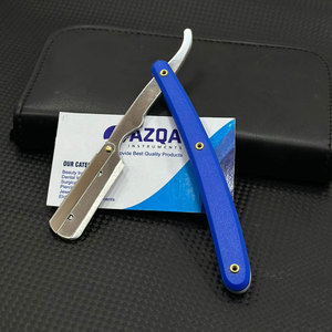 Navaja de Afeitar Clásica Azul de Hoja Recta, Plegable, de Acero Inoxidable, Herramienta de Afeitado para Barberos y Uso Doméstico - Product Image 3