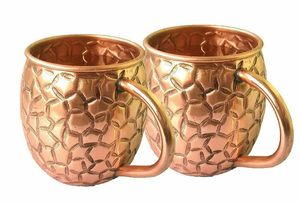 Copper mule beverage <b>mug</b> set for elegant indoor celebrations hammered finish metal cups durable reusable serving <b>mugs</b> - Product Image 1