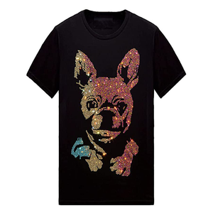 Camiseta Lisa para Hombre, 180 g/m², Cuello Redondo, Manga Corta, Tejido de Punto, Logotipo Personalizado con Pedrería, Estilo Hip Hop - Product Image 2