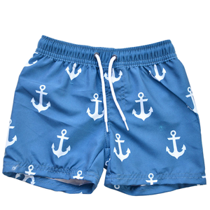 Short de bain décontracté pour homme, bleu, imprimé ancre tropicale, séchage rapide, cordon de serrage, polyester, taille haute, logo avant - Product Image 2