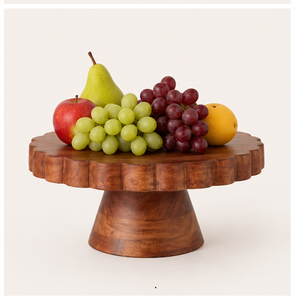 Soporte de Madera Ecológico Hecho a Mano con Borde Festoneado para Tartas, Pedestal Rústico para Exhibición de Postres en Bodas, Soporte de Madera de Una Sola Capa - Product Image 2