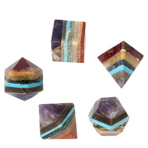 Sept Chakra 5 pièces ensemble de géométrie sacrée en pierres précieuses en gros Chakra collé solides platoniques ensemble géométrique sacré Reiki guérison Chakr - Product Image 1
