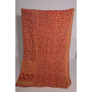 Couverture Kantha indienne florale vintage, faite à la main en coton, écologique, style bohème, réversible, pour la décoration de la chambre - Product Image 2