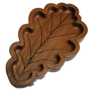 Meilleure vente Plateau de service Forme de feuille Vaisselle en bois personnalisée Assiette Plat de table Plateau de service en bois d'acacia Dernier plateau roulant - Product Image 3