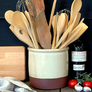 Porte-ustensiles en céramique haut de gamme, en grès émaillé bicolore, résistant aux hautes températures, organisateur de cuisine grande capacité - Product Image 5