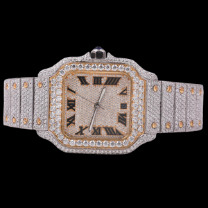 Reloj de Cuarzo para Hombre con Correa de Acero Inoxidable, Alta Calidad, Diamantes Moissanite VVS, Estilo Hip Hop, Caja Cuadrada - Product Image 1