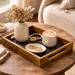 Modern rectangular wooden serving tray Engraved pattern vintage design Handmade wooden serving dish Dishes & Plates - Product Image 5