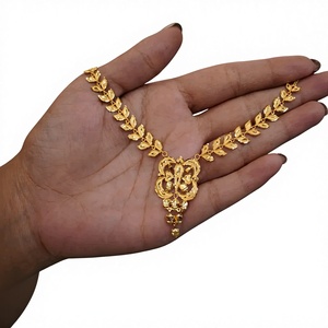 Collier en or massif 22 carats pour femme, élégant pendentif floral en forme de cœur, chaîne à feuilles, pureté 916, bijoux fins, cadeau d'anniversaire de mariage - Product Image 1