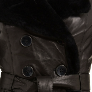 Veste en cuir de daim pour femme avec fourrure de renard, style Bellivera, doublure en sherpa, ceinture amovible, veste en cuir d'agneau véritable - Product Image 6