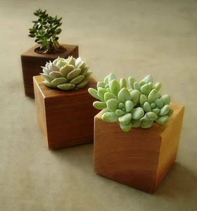 Art <b>Deco</b> Square Wooden Wall Vase Natural Wood Flower Bud Holder Decorative Home Decor Handmade Eco-Friendly 7x7cm - Product Image 2
